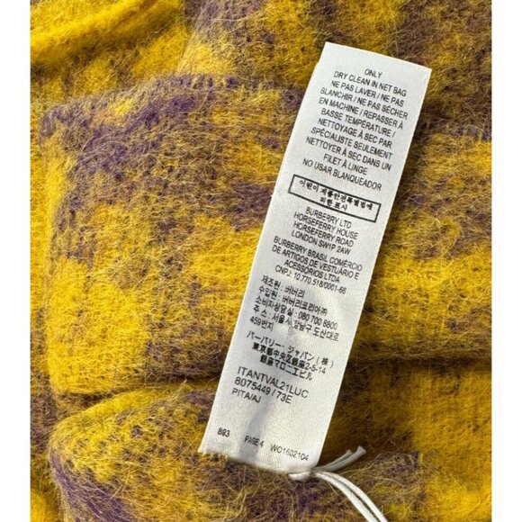 $985 NWT Burberry Mustard Floral Fringe Alpaca Wool Blend Large Shawl Scarf - Picture 12 of 16